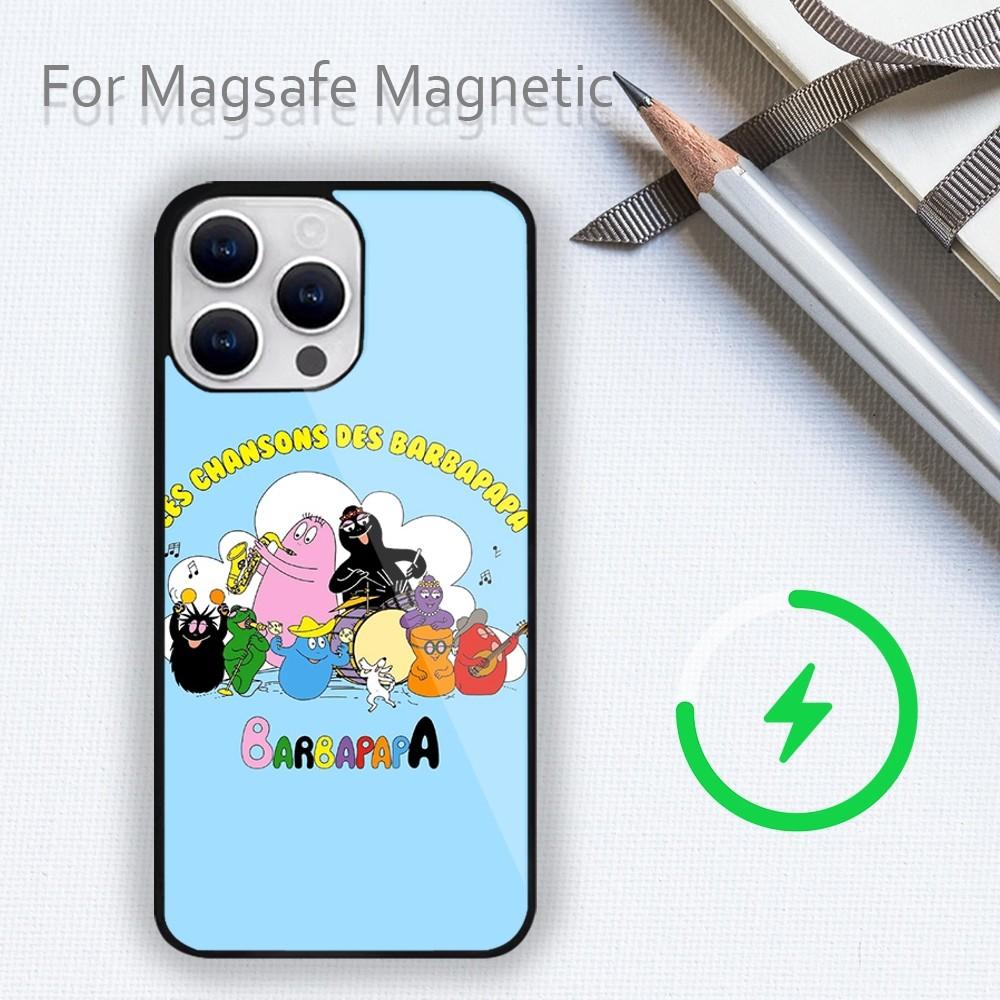 Чехол для телефона Barbapapa с рисунком из мультфильма для iPhone 15 14 13 12 11 Plus Pro Max Magsafe с магнитной беспроводной зарядкой