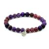 Stones and Minerals. Purple Tiger Eye + Amethyst + Lepidolite 8 Mm Pearl Bracelet. Made In France.