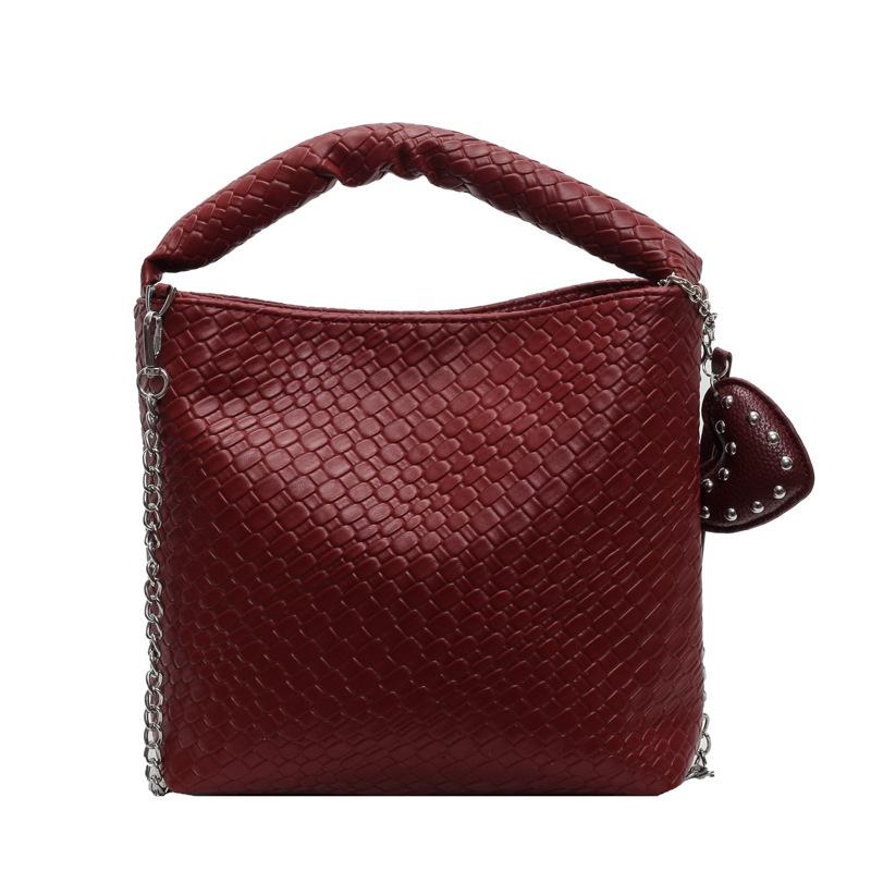 Новая плетеная женская сумка портативная женская сумка модная простая текстура на плечо через плечо маленькая квадратная сумка сумка-цепочка тренд