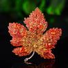 Elegant Diamond Maple Leaf Brooch: Creative Korean Fashion Pin for Suits, Jackets, and Sweaters