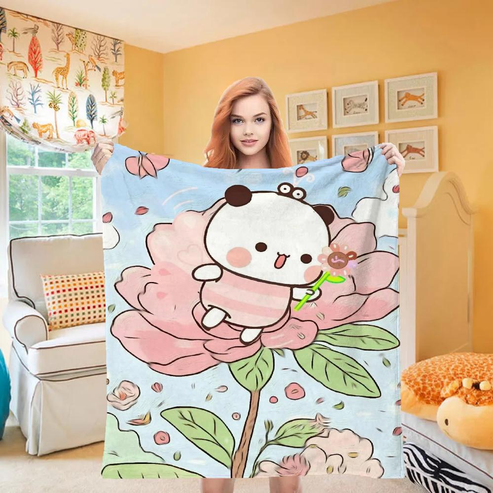 Dudu Bubu Bear Knee Fashion Blanket Throw Winter Microfiber Oversized Baby Lightweight Flannel Fleece Bed Sofa Decoration