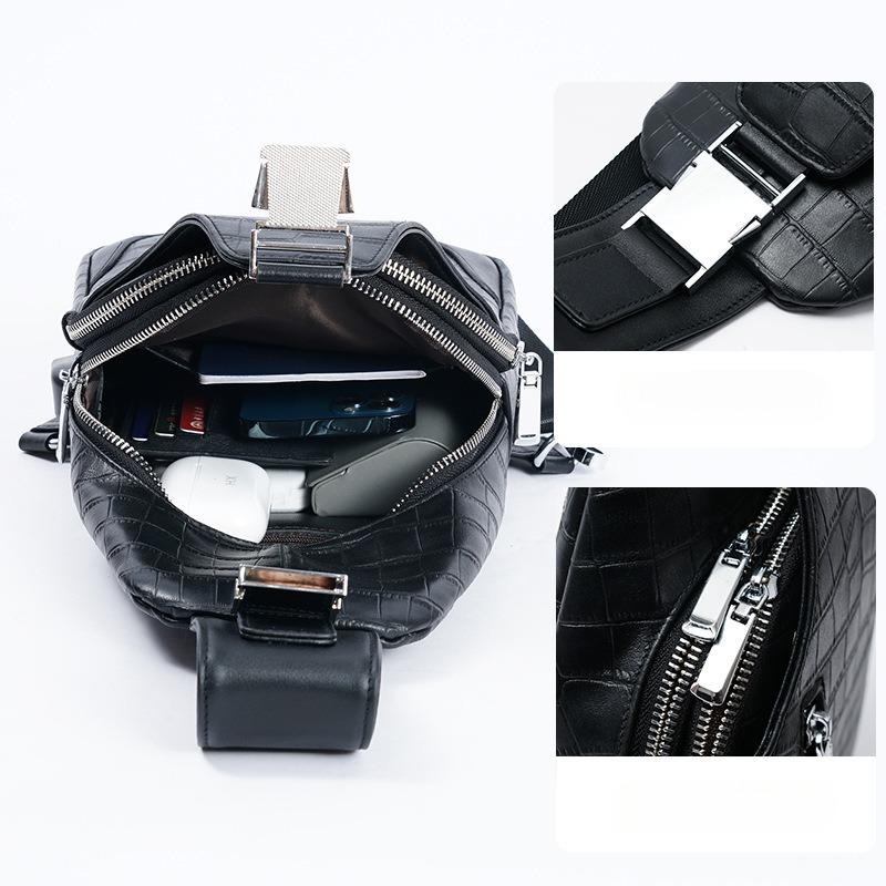 Мужская нагрудная сумка из коровьей кожи, деловой повседневный портфель с принтом крокодила, большая вместимость, мужская сумка