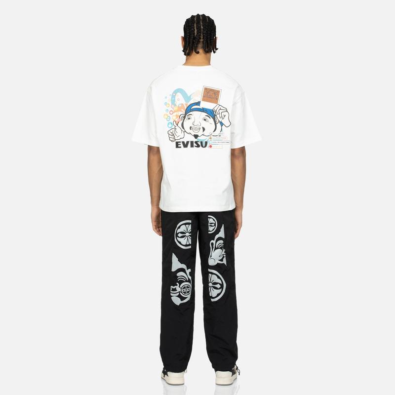EVISU Casual Pants Men's Black Moderate Cuffed Pants 2ESHTM4PJ8034RXSN