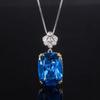Elegant Square Large Red Pink Gemstone Pendant Necklace Butterfly Fashionable Jewelry for Women Wedding Anniversary