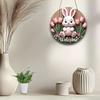 Cute Tulip Rabbit Wooden Hanging Sign, Aesthetic Room Decor for Door, Living Room & Bedroom, Sweet Pastoral Style Wall Plaque