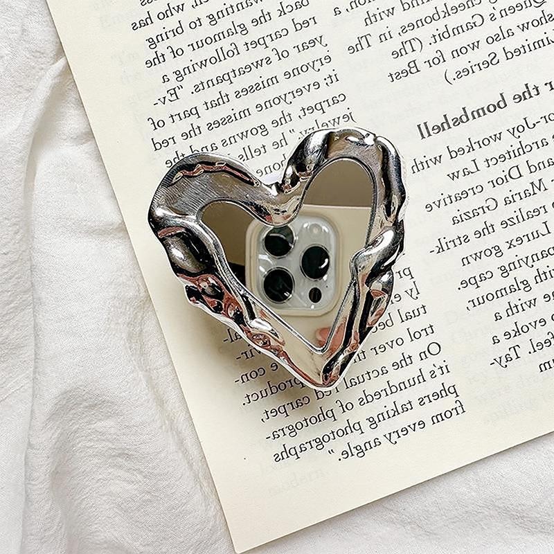 Корейская серебряная ручка-сердце Tok Mirror Роскошный держатель для пальцев Griptok Мобильная подставка Поддержка сотового телефона Аксессуары для смартфонов