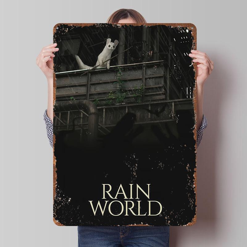 Rain World Game Cover Art Metal Poster Customized Wall Art Retro Vintage Tinplate Signs for Room Ornaments Office Decor Man Cave