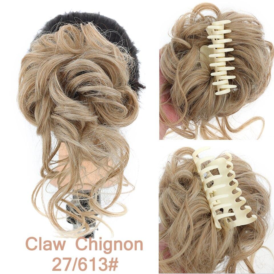LUPU Synthetic Chignon Messy Curly Claw Hair Bun Scrunchy Fake False Hair Band Tail for Women Hairpieces Blonde Black Brown