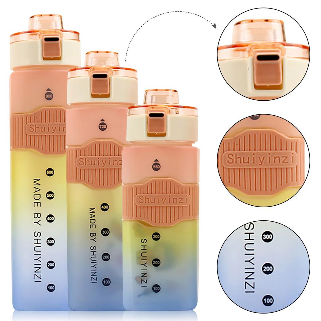 720ml Motivational Fitness Sports Water Bottle Large Wide Mouth Leakproof Durable