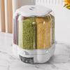 Вращающиеся контейнеры для хранения продуктов Диспенсер для риса Прозрачный контейнер для зерен и бобов большой вместимости с крышкой