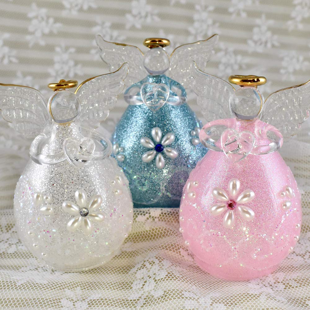 Fourcart Cute Handmade Glass Champagne Angel Bells, Silver, Set of 6