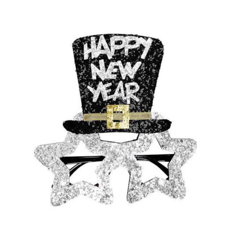 С Новым годом, звездная шляпа, блестящие очки, рамка, реквизит для фото, приветствие, 2024, новогодняя вечеринка, очки, рождественский декор, детские подарки