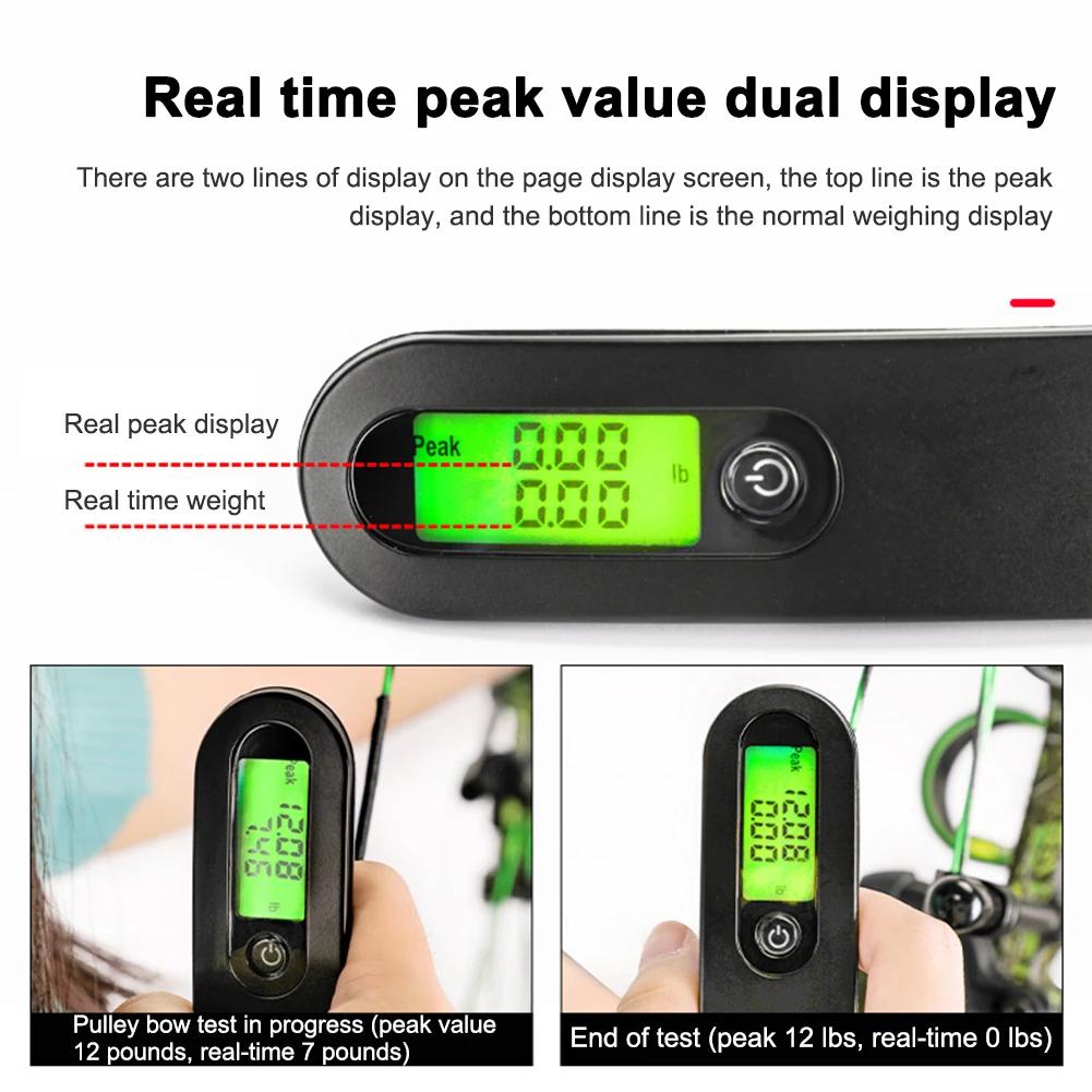 Светодиодный лучный весовой инструмент 110 фунтов Вес натяжения Динамометр Измерительный прибор Охота Стрельба Блочный Рекурсивный лук