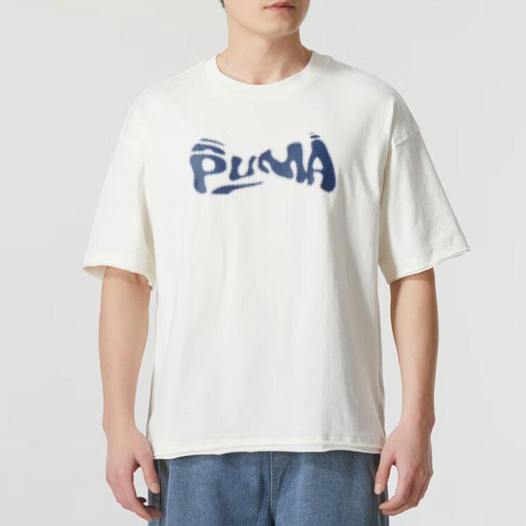Puma Удобная модная футболка для бега и фитнеса с круглым вырезом и коротким рукавом для мужчин, белая 626857-65