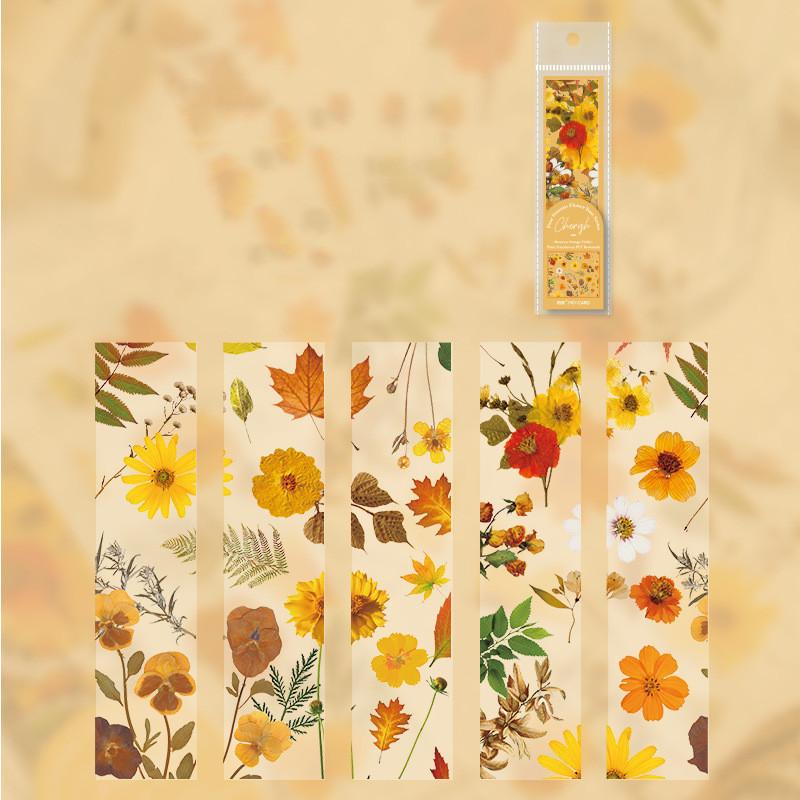 5 шт. закладка для книг Four Seasons Flower Travel Series из ПВХ, полупрозрачная закладка для чтения, ретро-маркер для страниц книг, канцелярские принадлежности