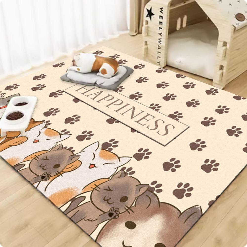 Easy to Clean Pet Dog Area Rug Cartoon Pattern Dog Anti Slip Mat  Dog and Cat