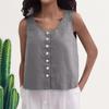 Женский летний жилет с круглым вырезом, свободные топы без рукавов, однотонные топы с планками на пуговицах, уличная одежда