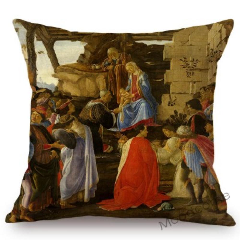 Сандро Боттичелли Флоренция Искусство Рождение Венеры Всемирно известная картина маслом Декоративная наволочка из хлопка и льна Чехол для дивана