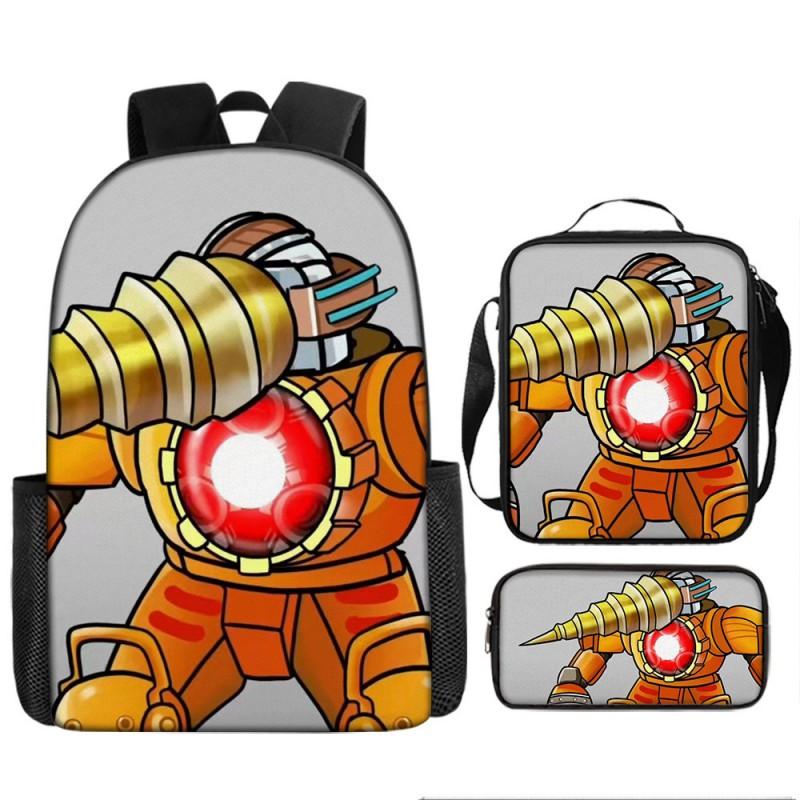 Skibidi Toilet Titan Drill Man Backpack Kids Ages 10-12 Oxford Fabric School Bag With Air-Cushion Straps Trendy Printed