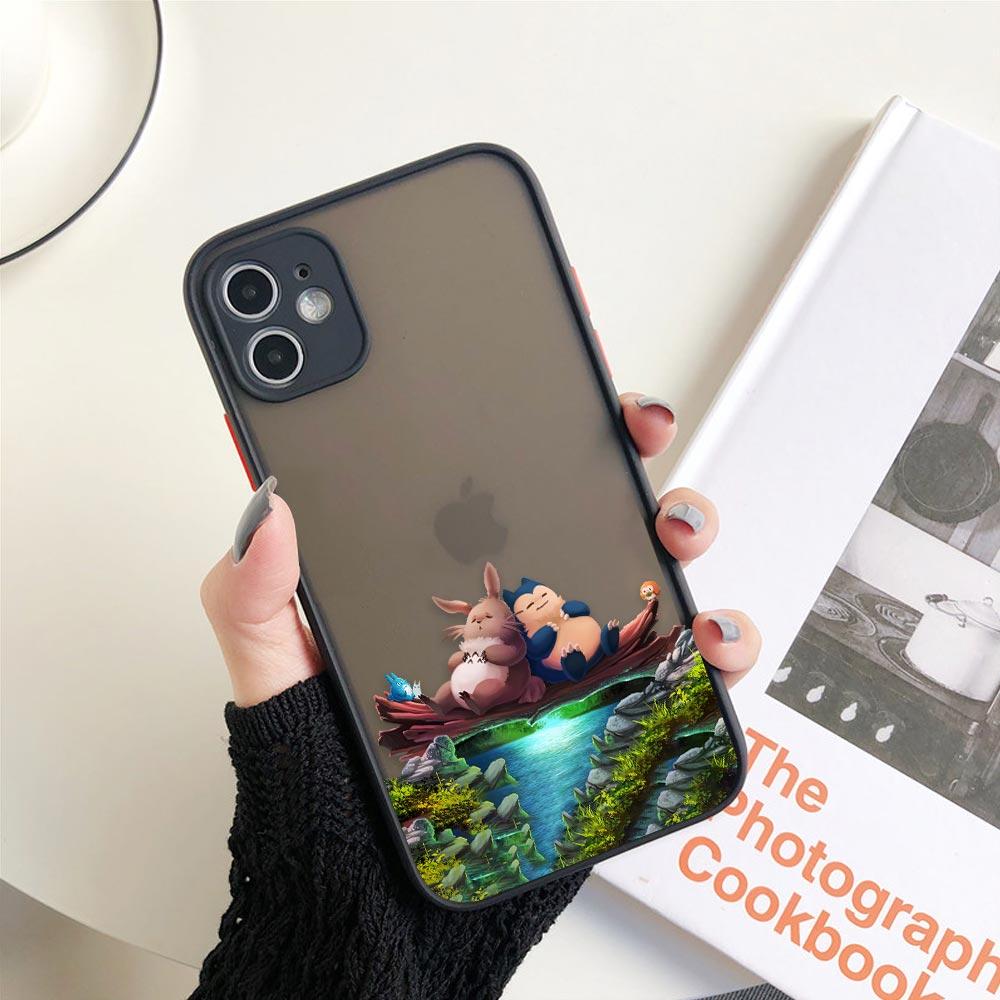 Чехол для телефона с японским аниме и забавным Тоторо для iPhone 11 12 13 14 Pro Max XR X 8 7 Plus Pro XS Mini Skin Feeling Cases Silicone Cover