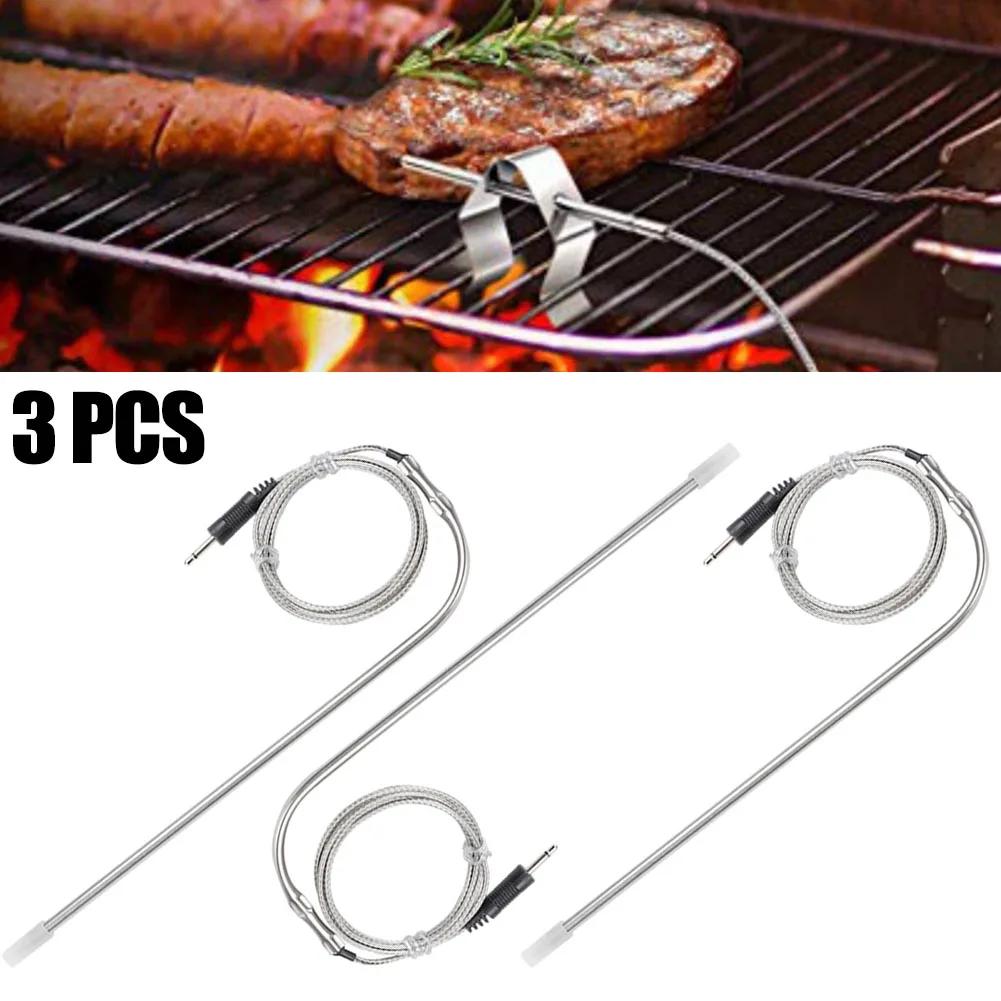 3 шт. термометра из нержавеющей стали, зонды для гриля, мяса, гриля, приготовления пищи, сменный зонд для контроля температуры еды на гриле 0 -300 °C