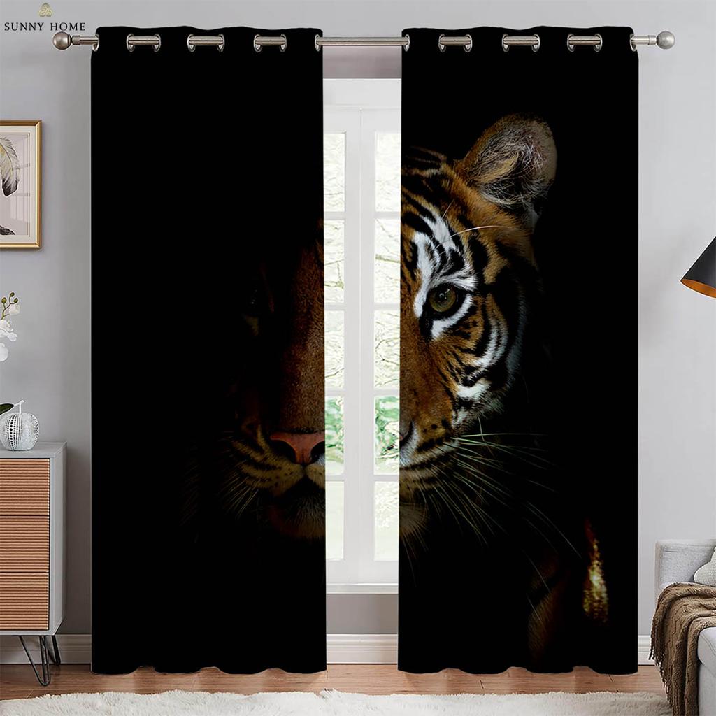 Тигр Лев животное 3D печать занавеска спальня гостиная кабинет кухня затемнение теплоизоляция занавеска украшение дома 2 шт