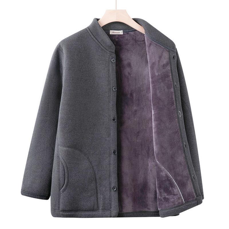 The Elderly Warm Clothes Plus Velvet Thick Cardigan for Men's Grandfather and Dad Wear Autumn and Winter Coat Middle-aged and Elderly Cardigan Top