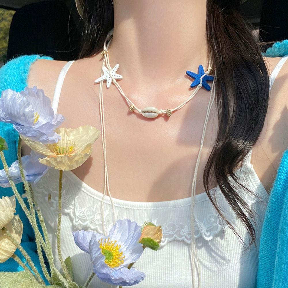 Морская серия Богемское ожерелье из ракушек Натуральная раковина Пляжная поясная цепочка Подарок для девушки/пары