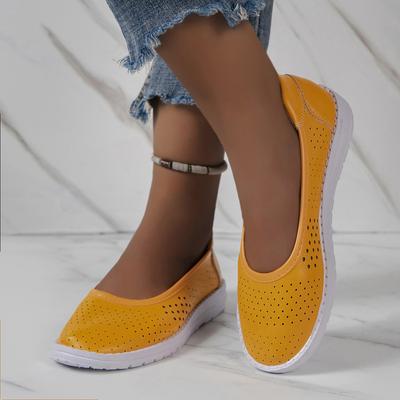 2024 Hollows Round Head Shallow Mouth Loafers Дышащие кроссовки Модные туфли на плоской подошве Большие размеры Обувь для женщин Tênis Feminino 44