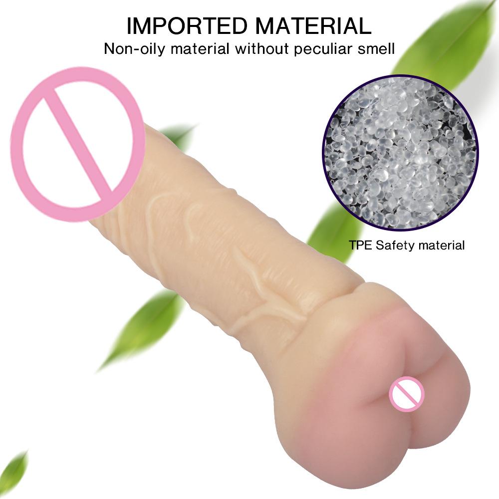 2 In 1 Realistic Pussy with Real Big Penis Enlarger Sleeve Vagina Anus Masturbation Sex Toys for Men Women Adult Erotic Supplies