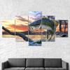 Jumping Fish Scene 5 Piece Five Panel Wall Canvas Print Modern Art Poster Picture Home Decor Gift For Him For Her