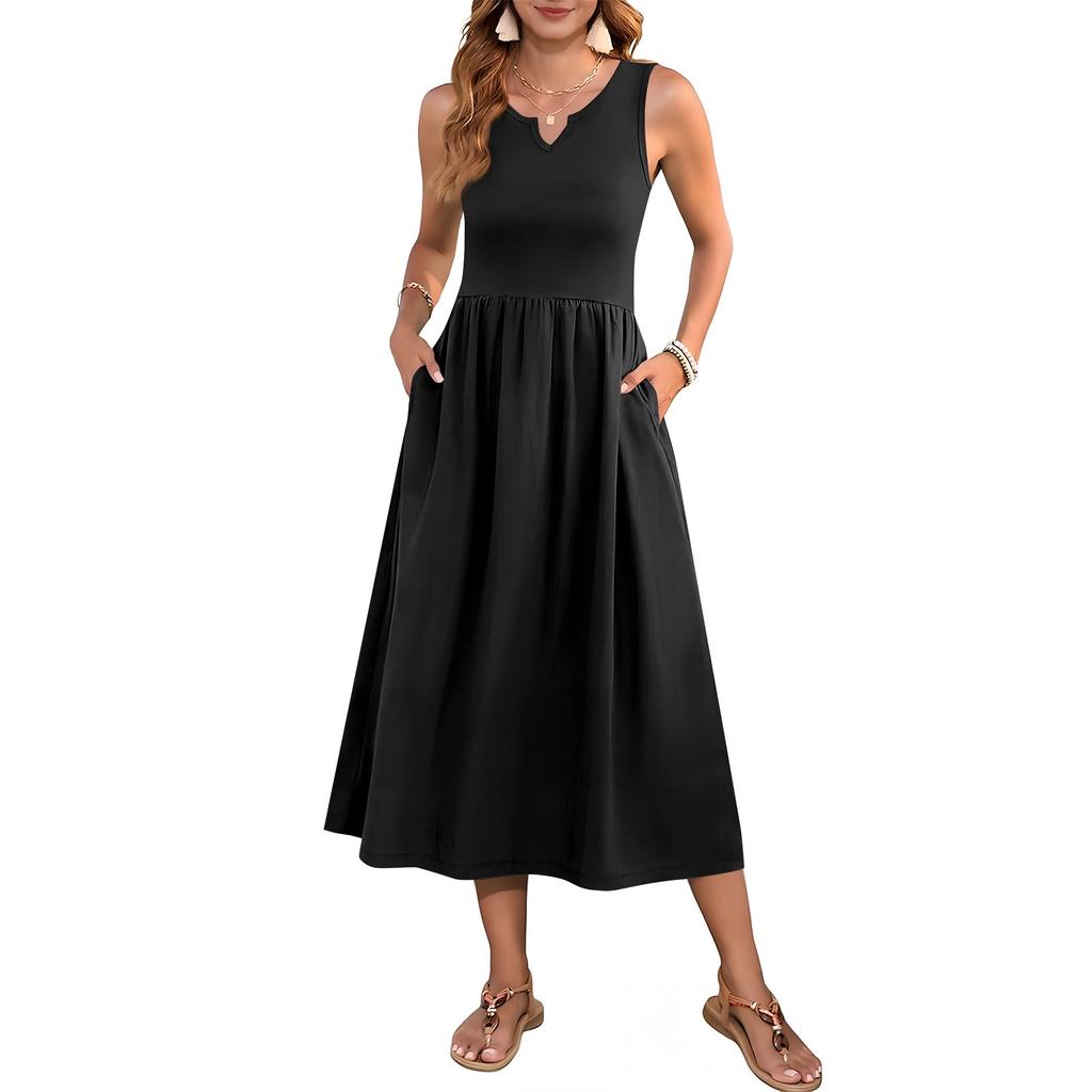 Женское платье без рукавов с цветочным принтом и высокой талией, модное и элегантное