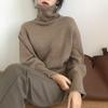 High Necked Sweater Women Autumn and Winter New Loose Fitting Antique Japanese Style Lazy Retro Inner Layer Knit Bottom Shirt