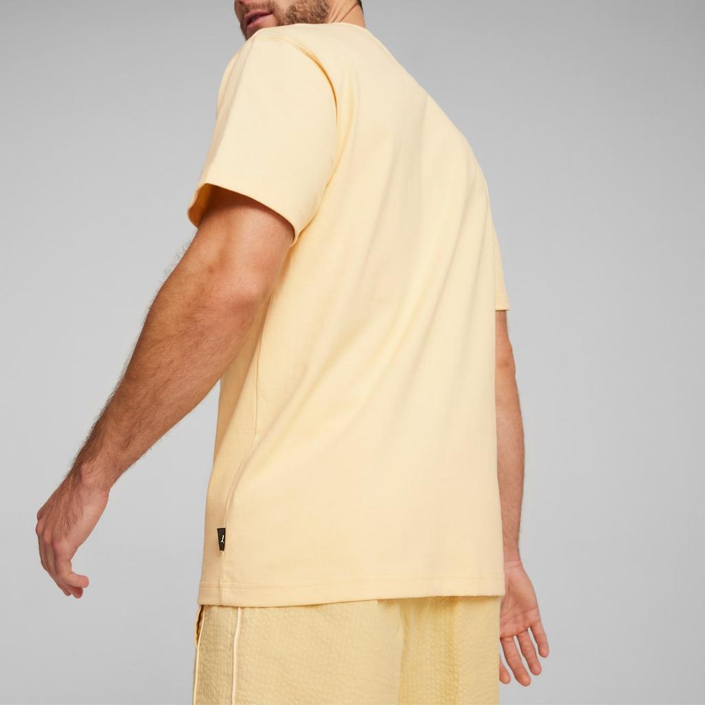 Puma Повседневная футболка с принтом персонажа, с круглым вырезом и короткими рукавами, мужская, топы, желтая 624051-66