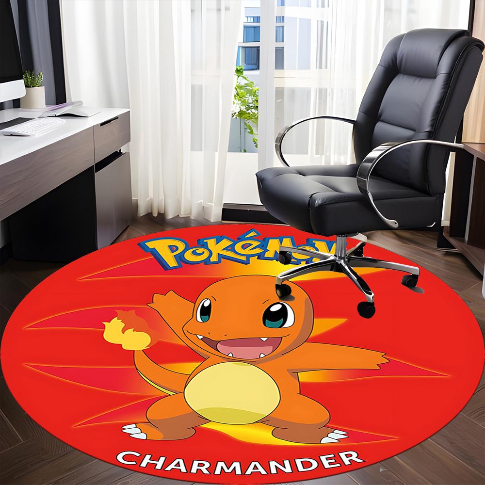 1 шт. Коврик для офиса Pokemon Charmander, Круглый ковер для помещения, Подходит для офиса, Под офисные стулья, Спальни, Гостиной, Декор для дома, Декор комнаты