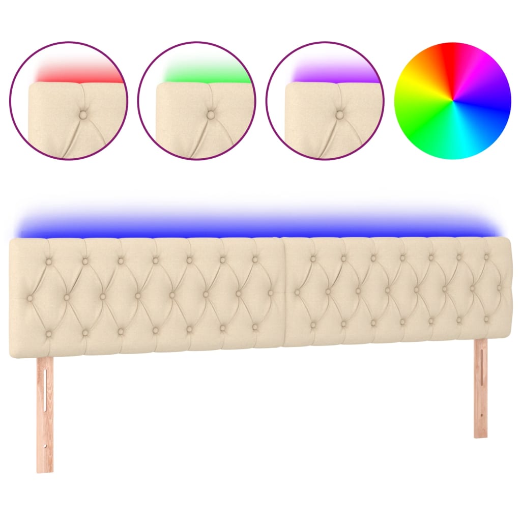 LED Headboard Cream 180x7x78 88 cm Fabric