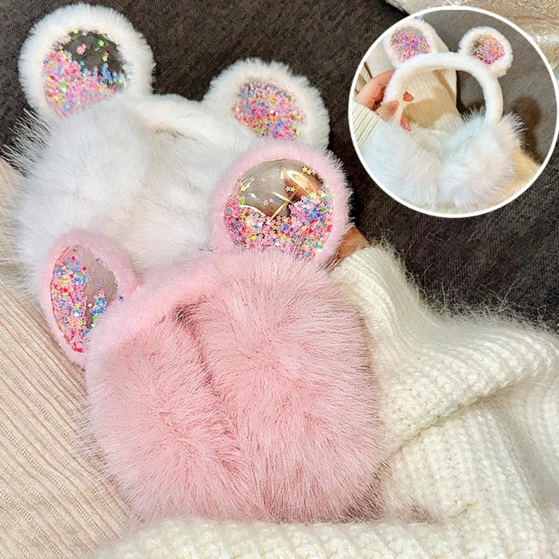 Зимние теплые плюшевые наушники-грелки с ушками кошки, милые, портативные, для тепла и комфорта зимой