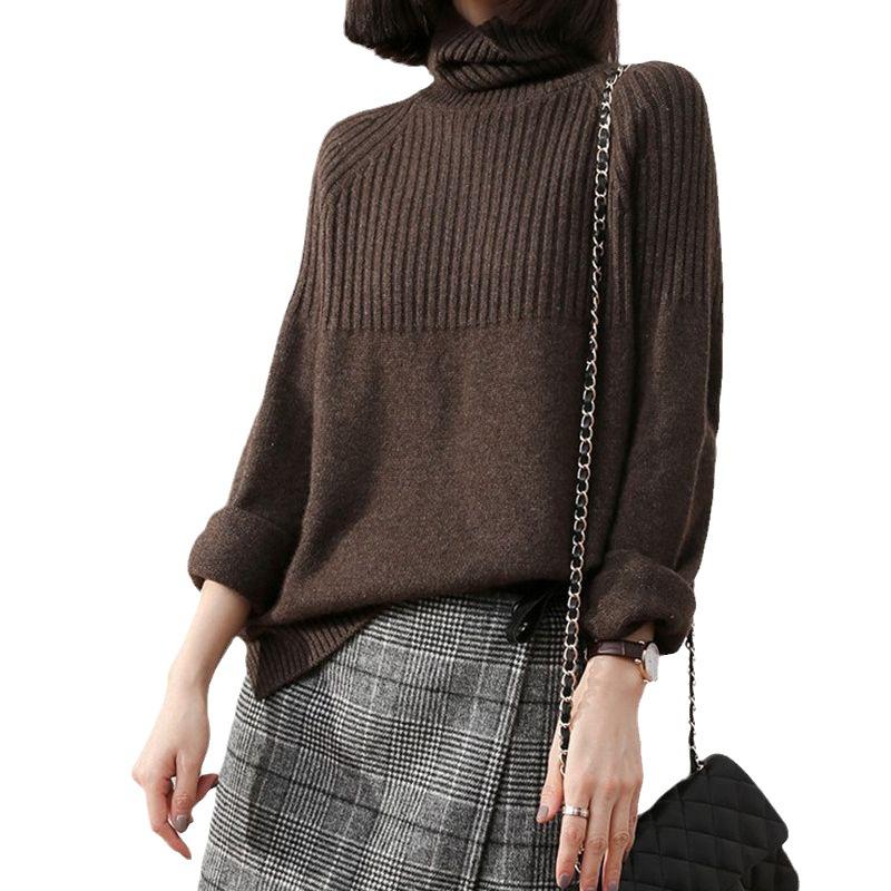 Водолазка Женский Пуловер Топы Осень Зима Харадзюку Корейский Вязаный Джемпер Пулль Фам Зима Свитер