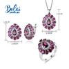 Bolaijewelry Натуральный родолит, кольца, серьги, ожерелье, комплект ювелирных изделий из серебра 925 пробы, изысканные ювелирные изделия для женщин, роскошный подарок на годовщину вечеринки