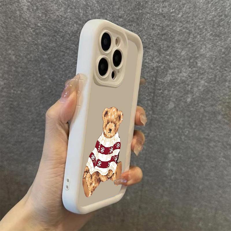 Милый чехол для телефона с зимним узором медведя для Samsung Galaxy S25 S24 S23 S22 S21 Ultra Plus FE A26 A33 A25 A16 A56 A06 A24 Мягкий чехол