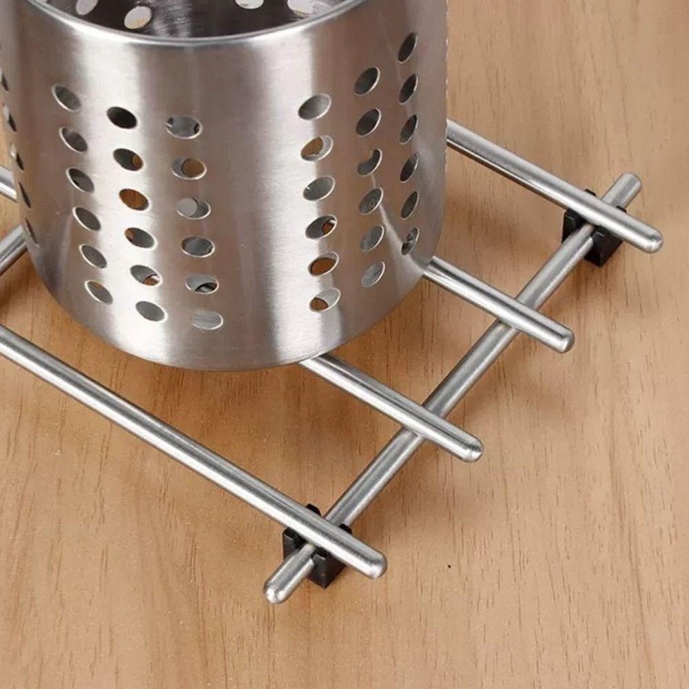 Silver Stainless Steel Trivets Non-Slip Feet Baking Pans Holder Insulation Pads Living Room