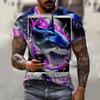 Летняя уличная стильная мужская повседневная футболка с 3D принтом акулы и животными, свободная, с круглым вырезом, коротким рукавом, забавные детские топы