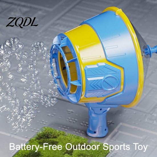 Battery-Free Outdoor Sports Toy Air Cannon for Kids, Handheld Powered Bubble Blower with Automatic Kids 10 Refills, Practical Joke Science Experiment