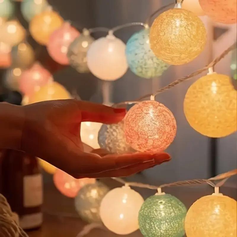 Xiaomi 10/20LED Cotton Ball Garlands Fairy Lights String Battery Power Outdoor Wedding Party Valentine's Day Room Ramadan Decoration
