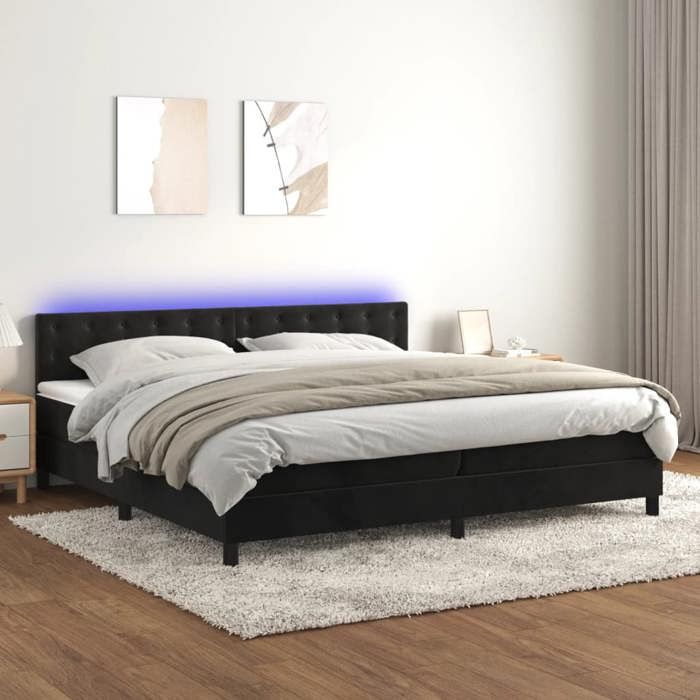 Maison Exclusive - Sommier à lattes de lit avec matelas et LED Noir 200x200 cm