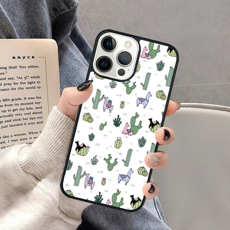 Милый Кавайный Чехол для Телефона с Ламой и Альпакой для iPhone 17 Air 16 16e 15 Plus для Apple 13 11 12 14 Pro Max Cover coque Shell