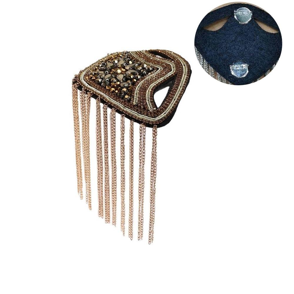 1PC Beaded Decoration Tassel Epaulette Sparkling Shoulder Brooch Pin Clothing Decoration