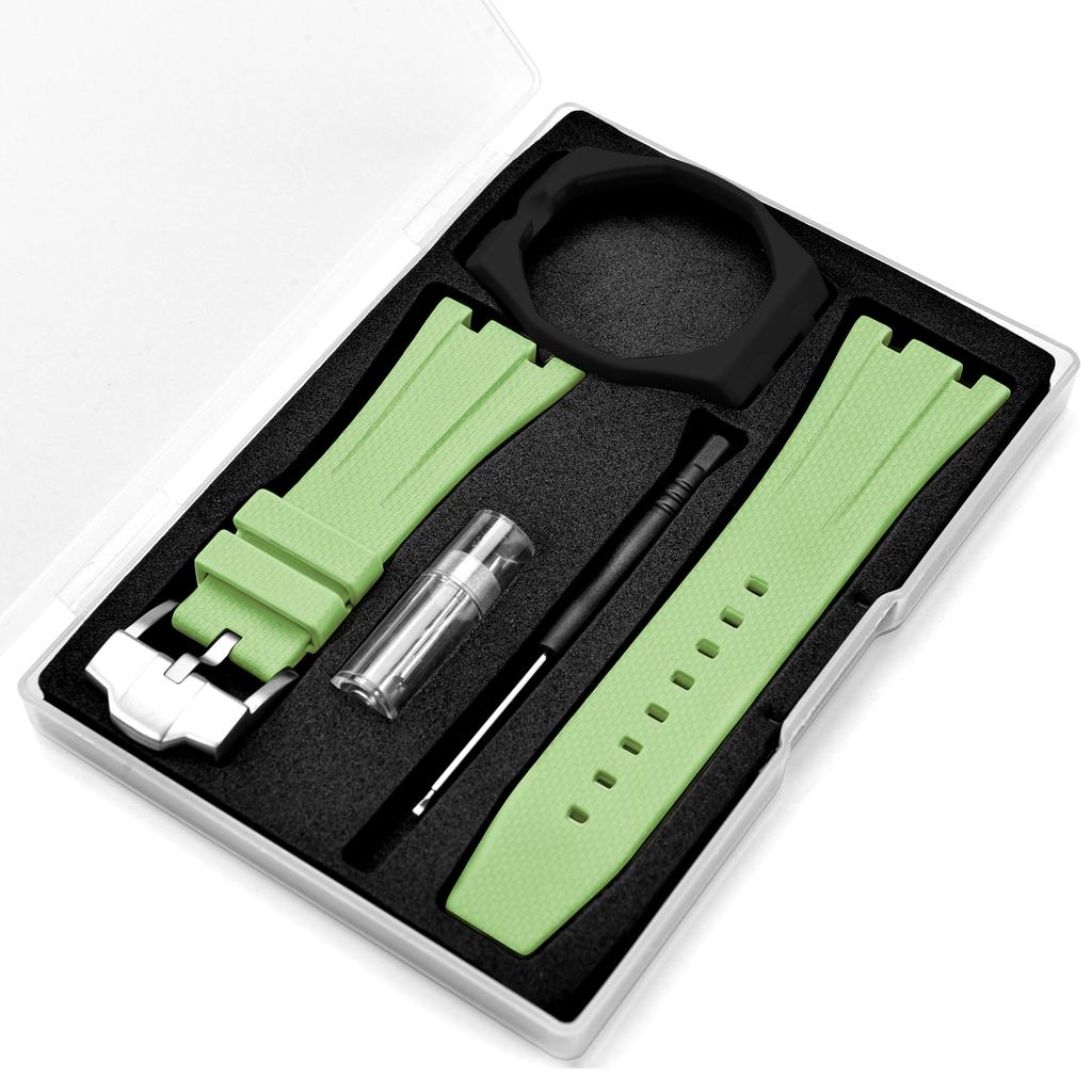FKM Rubber Watch Strap with Watch Case DIY Installation Tools Sports Diving Universal Rubber Watchband for AP X Swatch