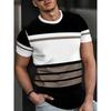 Fashionable Trendy High-quality Striped Short Sleeved Round Neck T-shirt