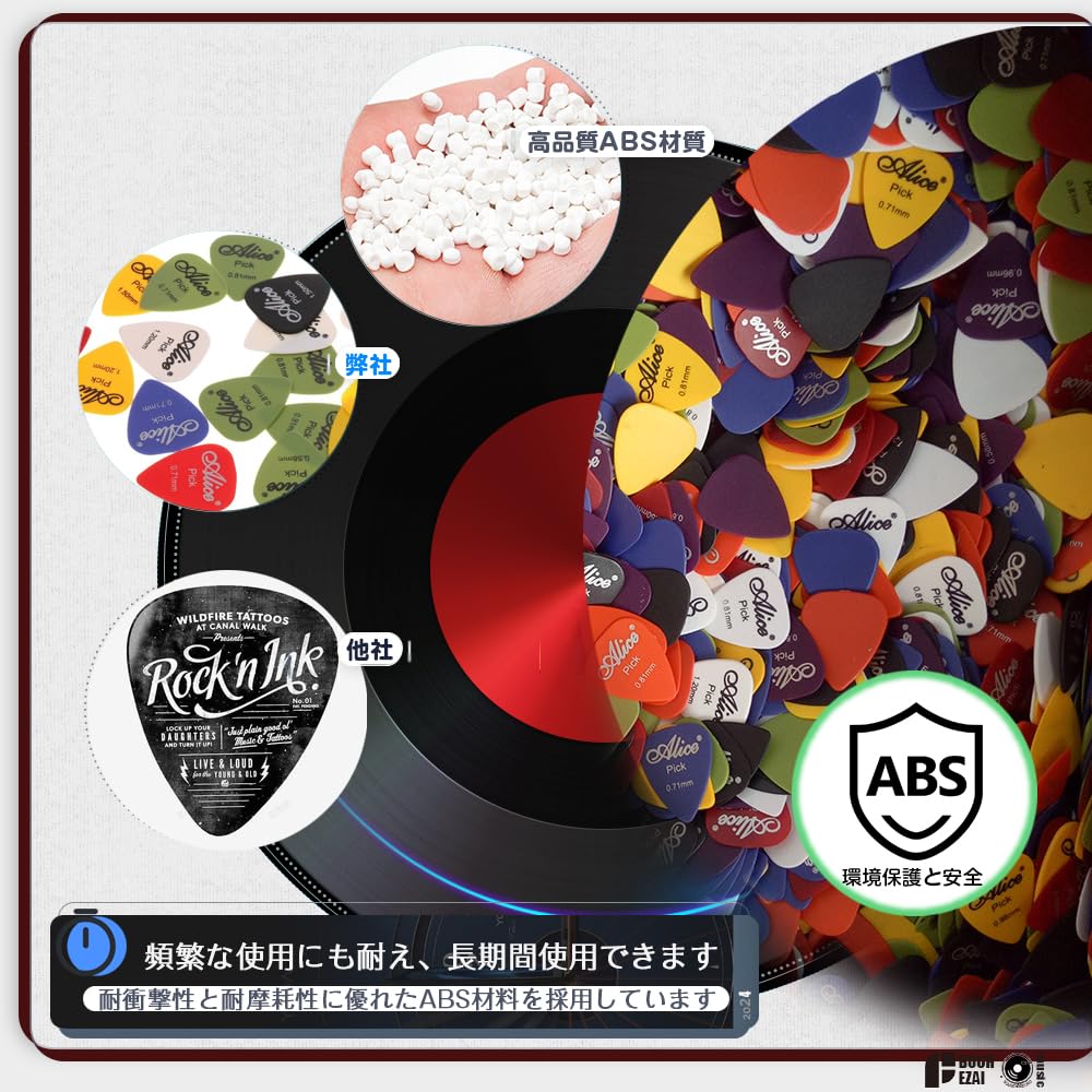 Гитарный медиатор, цветной, для начинающих, каплевидный, с футляром для хранения, толщина электрогитары, пластик, акустическая, 6 размеров, набор из 40 штук